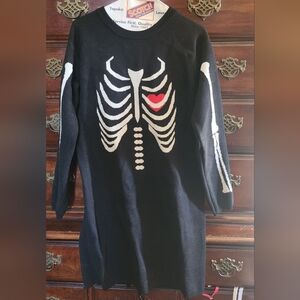 Mod Cloth "Love Remains" Skeleton Print Black Sweater Dress